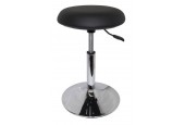 Tabouret Sellerie ronde tendue NOIR - Socle chromé